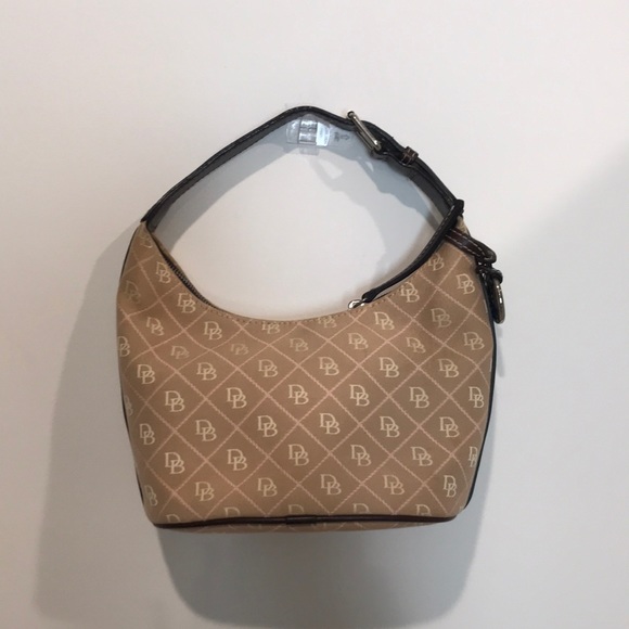 Dooney and Bourke Beige Cream Signature Mini Logo Canvas and Leather Bucket Bag - Picture 2 of 5